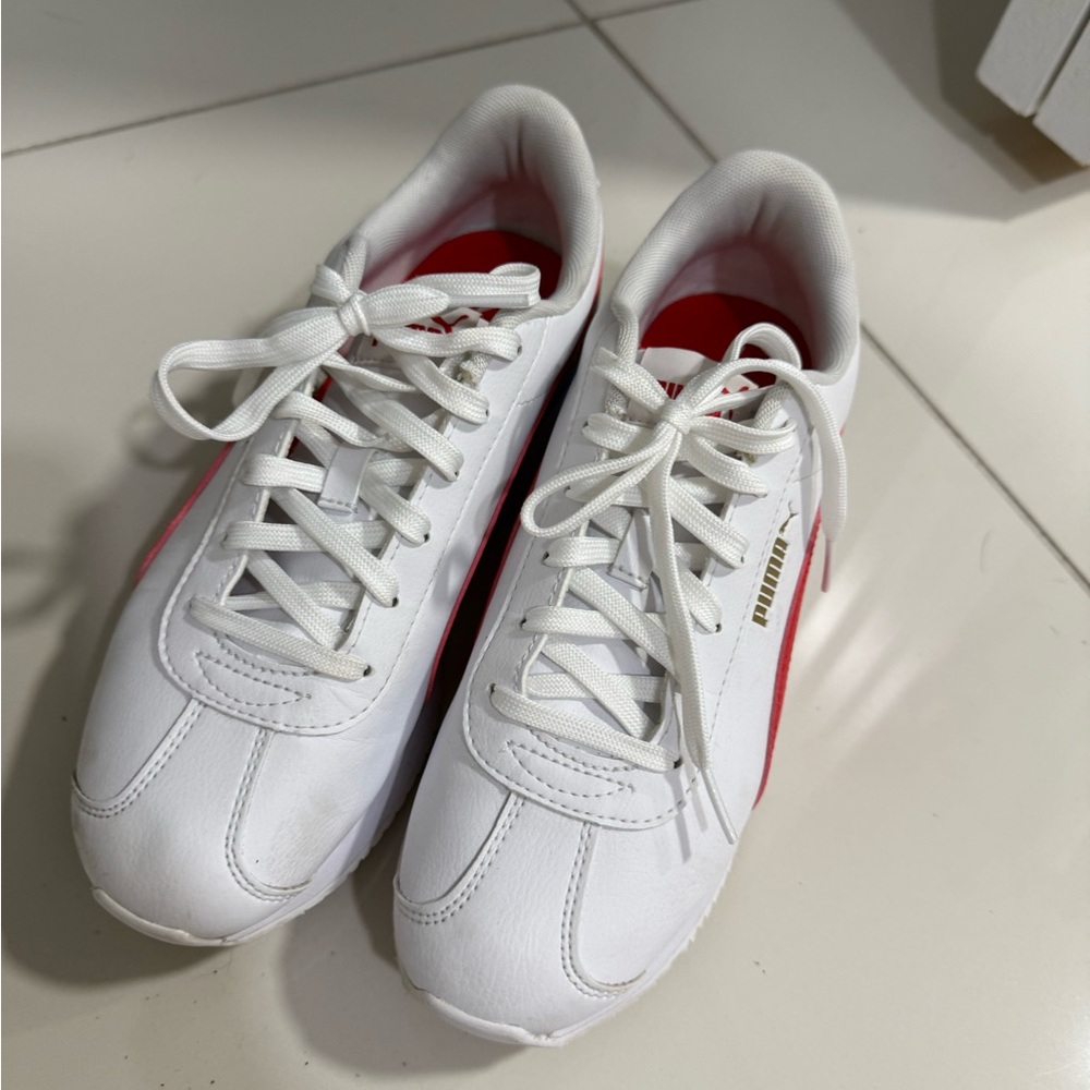 Puma White and Red Athletic Shoes
